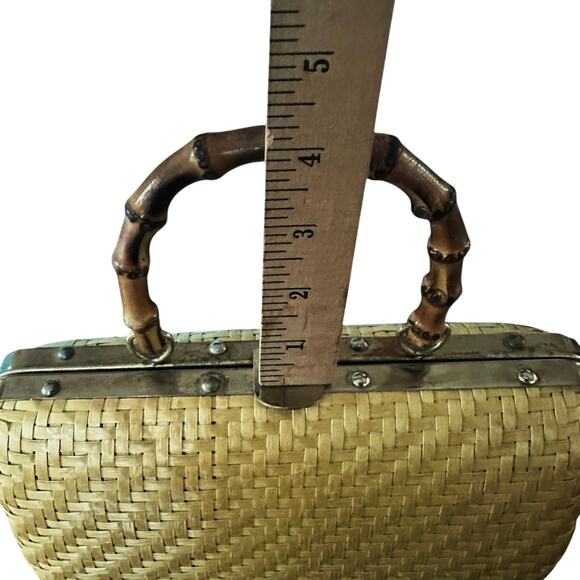 Vintage Rich’s Wicker Handbag Bamboo Top Handle Italian Woven Rattan Purse - Picture 11 of 15